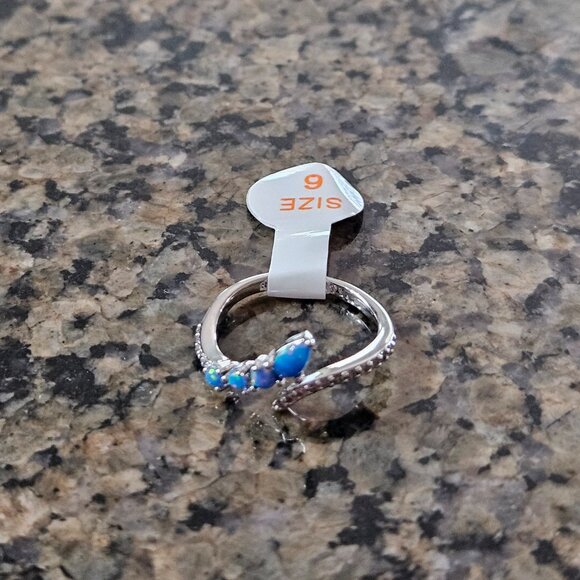 Bomb Party RBP7778 "Take Your Glance" Azure Blue Fire Opal Sz 6 - Picture 2 of 5